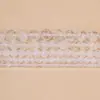 Contas Redondas de Cristal Rachado Branco Contas Soltas Artesanal DIY Produtos Semi-Acabados Colar Pulseira Pingente Cordão de Mão Joias Atacado em Estoque