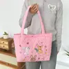 Nova Bolsa de Ombro Bordada em Algodão Acolchoado Estilo Coreano Versátil Bolsa de Mão Grande Capacidade Bolsa para o Dia a Dia Bolsa de Lona Fofa Casual