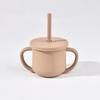 Taza de Aprendizaje de Silicona para Niños con Asa, Taza con Popote Desmontable, Antiahogo, Resistente a Altas Temperaturas, Taza de Agua para Exteriores para Niños