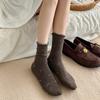 Calcetines de Punto de Media Caña Lisos con Lazo Floral de Otoño e Invierno Calcetines Dulces para Mujeres y Niñas Calcetines de Encaje Calcetines Holgados Grises Retorcidos
