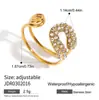 Jingqiao Sentido de Diseño Transfronterizo Anillo de Acero Inoxidable Oro 18K Circonita Clip de Papel Anillo Abierto Lujo Ligero Joyería de Gama Alta