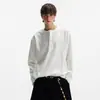 Camiseta a rayas texturizada de fábrica transfronteriza para hombres y mujeres, otoño, estilo americano, corte limpio, cuello Henry, manga larga, camiseta básica