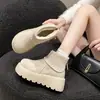 Botas de nieve cálidas estilo retro con forro de felpa para mujer, nueva colección otoño/invierno 2026, versátiles para usar al aire libre, con suela gruesa, que aumentan la altura, botines estilo Birkenstock