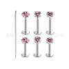 Stud de Oreja con Rosca Interna de Aleación de Titanio F136, Cuatro Garras, Zirconia, Forma de Corazón Cuadrado, Base Plana, Labret, Stud de Nariz, Set de Piercing Corporal