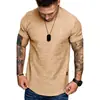 Camiseta de Verano Casual de Moda para Jóvenes Hombres, Manga Corta, Cuello Redondo, de Algodón de Bambú, Delgada, Deportiva para Correr, Moderna