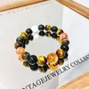 Pulsera de Cristal Natural Estilo Celebridad para Atraer Riqueza, Cristal Torre Amarilla, Ágata Roja, Pulsera de Piedra Ojo de Tigre, Obsidiana al por Mayor desde Fabricante
