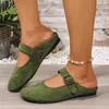 Zapatos de Mujer de Talla Grande para Otoño 2026, Boca Baja, Hebilla de Una Correa, Dos Formas de Usar, Suela Plana, Estampado de Leopardo, Zapatos Casuales Mary Jane