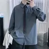 Camisa Branca Lisa Estilo Japonês Masculina Manga Longa Estilo Coreano Fashionável Solta Duffian Bonito Par Estilo Universitário Casual Camisa para Pendurar