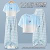 Ropa de Verano para Niños Moda Niñas Camiseta de Corazón Pantalones a Cuadros Conjunto de Dos Piezas 2025 Estilo Coreano Moderno Traje de Manga Corta