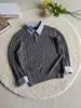 Suéter de Dos Piezas Tejido en Punto Trenzado Estilo Old Money para Hombre, Suéter Rayado Empalmado de Otoño, Top Perezoso de Gama Alta con Cuello Polo