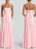 2026 Nuevo Vestido Largo Fruncido con Tirantes Estilo Europeo y Americano, Vestido de Noche Ajustado, Elegante y con Estilo Vestido Transfronterizo para Mujer