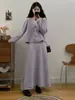 Cardigan de Punto Camelia Talla Grande Falda Traje de Dos Piezas para Mujer Otoño e Invierno Nuevo Suéter Holgado Casual para Mujer