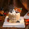 Decoración de Pastel de Halloween Adorno de Fantasma de Goma Suave Telaraña Murciélago Festival de Halloween Topper Feliz