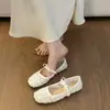 Comércio Exterior Tamanho Grande Primavera 2026 Estilo Fada Laço Bico Redondo Boca Rasa Sapatos de Salto Único Femininos Novos Versáteis Sola Macia Sapatos Mary Jane