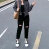 Jeans Skinny Elásticos Rasgados en Forma de Pera de Cintura Alta para Mujer, Corte Holgado, Favorecedores para Figuras Curvilíneas, Jeans Harem Negros