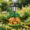 Estátua Criativa de Dinossauro Lâmpada Hexagonal Ornamento Jurássico Lâmpada Solar Externa Decoração de Jardim e Pátio