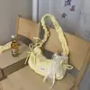 Primavera 2026 Nuevo Estilo Coreano Nicho Bolso de Axila Nicho Plisado Lazo Bolso de Mano para Mujer Hombro Único Bolso Nube