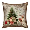 Funda de Almohada Estampada Digitalmente con Temática Navideña Papá Noel Muñeco de Nieve Regalo Navideño Cojín Decorativo Funda de Cojín Transfronterizo