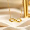 Collar Infinito de Acero de Titanio en Forma de 8 para Mujer Simple Versátil Gama Alta Mobius Hueco Bucle Numérico Cadena para Clavícula