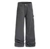 Pantalones de Trabajo Retro Americanos Multibolsillos para Hombre, Estilo Punk de Moda, Pantalones Vintage Sueltos de Pierna Recta con un Diseño Único, Pantalones de Pierna Ancha