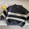 Suéter para Niños 2026 Otoño/Invierno Marca de Moda para Niños Pulóver Grueso de Punto Rayado con Media Cremallera para Niños Pequeños