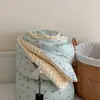 Colcha de Doble Capa de Gasa con Cordón de Algodón y Lino Estilo Coreano Ins, Terciopelo de Frijol, para Primavera y Otoño, Relleno de Colcha Doble de Invierno Espeso y Cálido