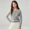 Outono e Inverno Novo Cardigan Suéter Feminino Gola Redonda de Veludo Moda Cor Sólida Botões Metálicos Tricô Manga Longa Base de Caxemira