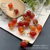 Pendente de jade de seda dourada e ágata vermelha morango 10*16mm pequeno pingente de morango de jade acessórios DIY