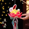 2026 Nuevo Festival de Mediados de Otoño Linterna de Conejo Hecha a Mano Portátil para Niños Estilo Antiguo Linterna de Flor de Loto Colgante Decorativo