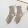 Meias Cor Creme Edição Especial de Verão Versátil Estilo Coreano Meia de Comprimento Médio Feminina ins Tendência Fofa Estilo Japonês jk Meias Lisas de Pelúcia