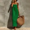 2026 Nueva Moda de Otoño Ropa para Mujer Transfronteriza Europea y Americana Estilo Casual Vacacional Vestido de Tirantes Color Sólido Vestido Largo para Mujer