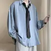 Camisa para Hombre Estilo Hong Kong Holgada Top de Hada Diseño Fresco Trendy Dk Estilo Jk Manga Larga Estilo Perezoso Camisa de Caída