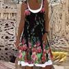 Estación independiente 2021 verano nuevo vestido largo sin mangas con estampado floral de posicionamiento, falso dos piezas, ropa para mujer