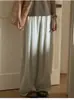 Pantalones Anchos de Tencel Rosa y Lino Fresco para Mujer, Estilo Delgado de Verano 2026 Nuevos Pantalones Curvos Casuales Sueltos de Algodón y Lino con Protección Solar