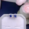 Aretes de Zafiro Natural Incrustados en Plata S925, Aretes Estilo Retro, Elegantes, Modernos y Sencillos con Diamantes 4*5mm