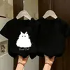 Camiseta de manga corta para niña 2026 nuevo estilo ropa de verano para niños top de dibujos animados elegante para niños mayores y pequeños camiseta base de algodón puro