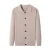 Cardigan de Moda para Hombre Estilo Old Money con Cuello de Solapa, Suéter Grueso y Cálido para Papás, Suéter de Punto