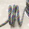Corda de Poliéster Torcida com Núcleo de 5mm em Cores Contrastantes, Cordão de Cintura Intercolor Verde Escuro, Cordão para Alça de Chapéu, Cordão para Cadarço