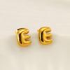 Moda Europea y Americana Sencillos y Elegantes Pendientes de Acero de Titanio Acero Inoxidable Chapado en Oro de 18K Pendientes Mini de Letras de Burbuja para Mujer