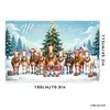 Tela de fondo navideño en stock, lista para enviar, con impresiones de alta definición de Papá Noel, muñecos de nieve y renos, perfecta para decoraciones navideñas