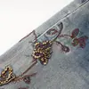 Nuevos pantalones vaqueros anchos para mujer con bordado pesado floral estilo chino, nuevo diseño de cintura alta para primavera/otoño 2026, pantalones rectos