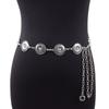Cadena de Cintura Metálica Transfronteriza Moda Retro Bohemio Étnico Redondo Turquesa Decorativo Vestido Cinturón de Mujer