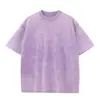 Camiseta Lavada Vintage de Algodón Puro Pesado 240g con Diseño de Copos de Nieve Teñidos con Cera, Talla Europea Holgada, Camiseta Publicitaria Estilo Americano Transfronterizo