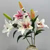 Flores de lirio artificiales, arreglos de flores artificiales, decoración del hogar, decoraciones para sala de estar, arreglos florales para bodas, adornos de lirio perfumados, flores decorativas