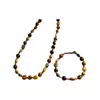 Colar de Pedras Naturais Ágata Exquisite Retro Casual com Contas Acessórios Femininos Luxo Acessível Nicho High-End Versátil Corrente para Clavícula