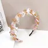 Tiara de Gaze Floral Cristalina Super Fada com Dentes Grandes para Mulheres, Tiara Alta Antiderrapante com Dentes, Acessório de Cabelo Elegante, Gentil e Doce