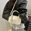 Bolsa Satchel Feminina Cor Sólida 2025 Grande Capacidade Bolsa Transversal Almofada Casual Verão Nova Textura Couro Retro Cera de Óleo