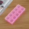 Caja de almacenamiento grande de plástico transparente con 10 rejillas y doble fila, pequeña caja para medicamentos con tapa independiente, joyero al por mayor