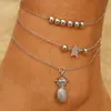 Tobillera Clásica Transfronteriza Europea y Americana con Colgante de Mariposa, Conjunto de Tobilleras de Cadena Metálica Multicapa de Moda para Mujer al por Mayor