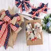 Laço Grande Personalizado para o Dia da Independência Americana Decoração de Casa DIY Padrão de Estrela Fita de Borda de Ferro Cinto Cocker com Flor Grande